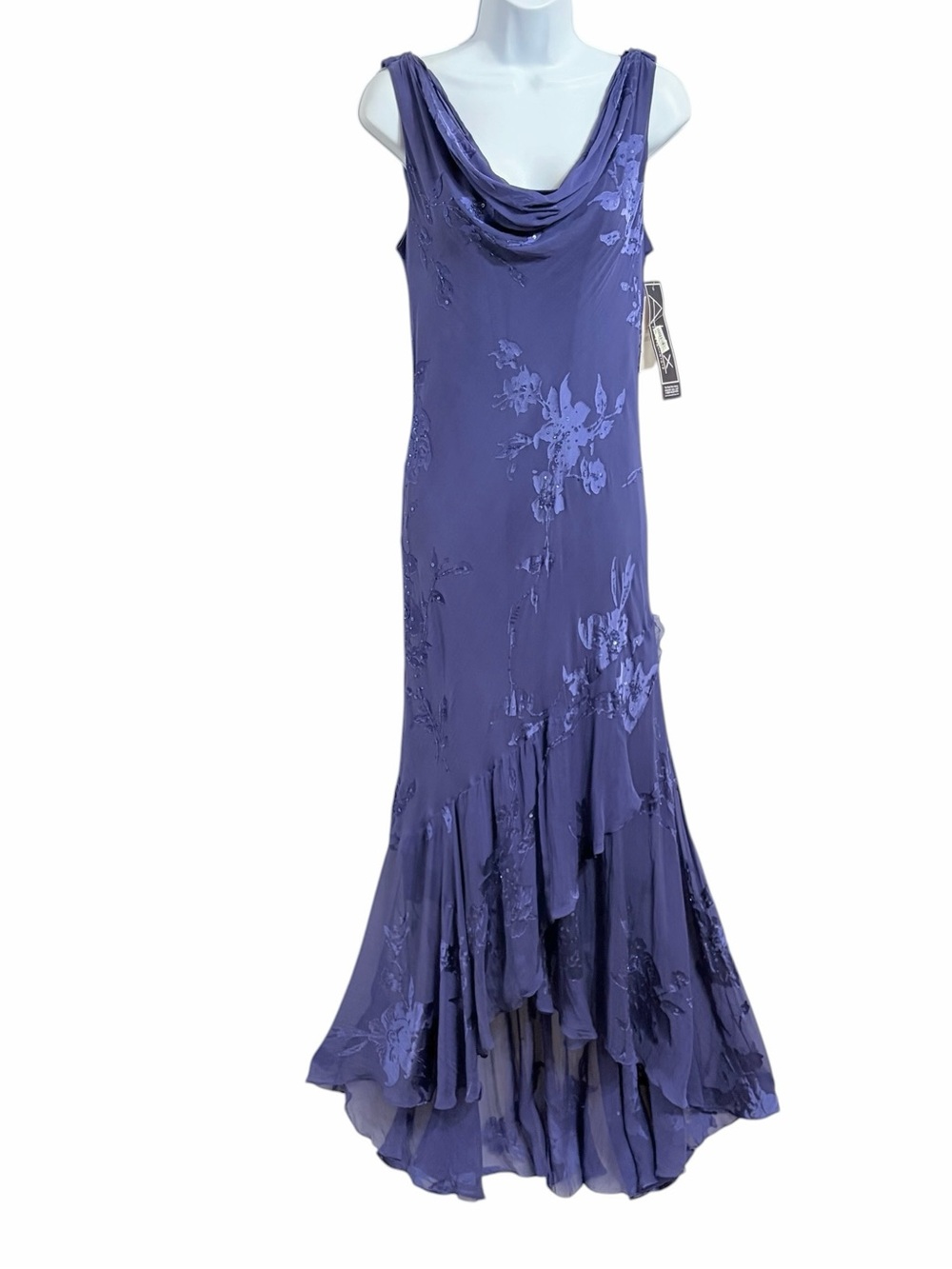 Alex Evenings VTG Y2K Fairy Silk Blend Maxi Dress 16 NWT Beaded Asymmetric Hem
